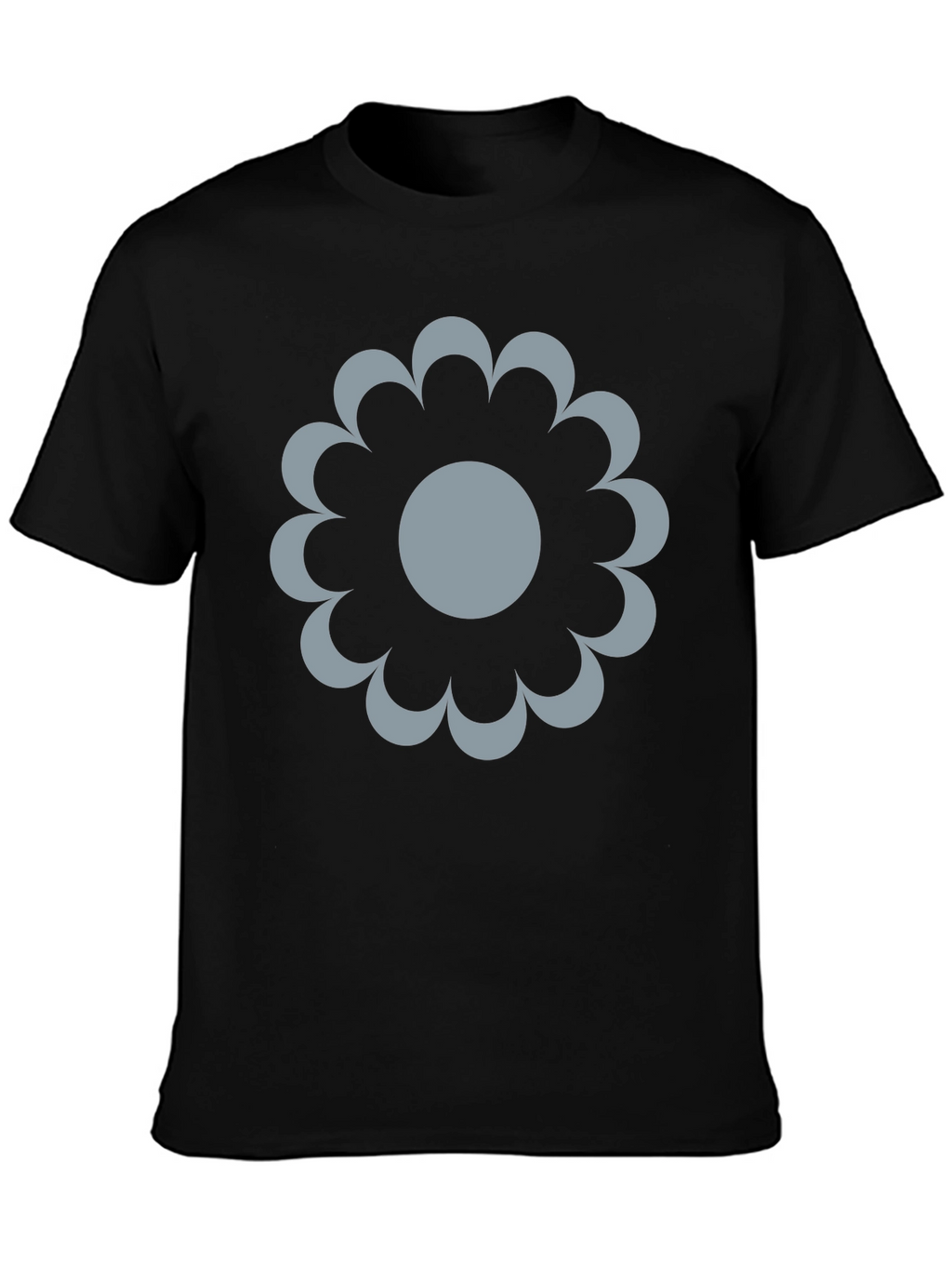 Modern Flower Graphic Black T-Shirt