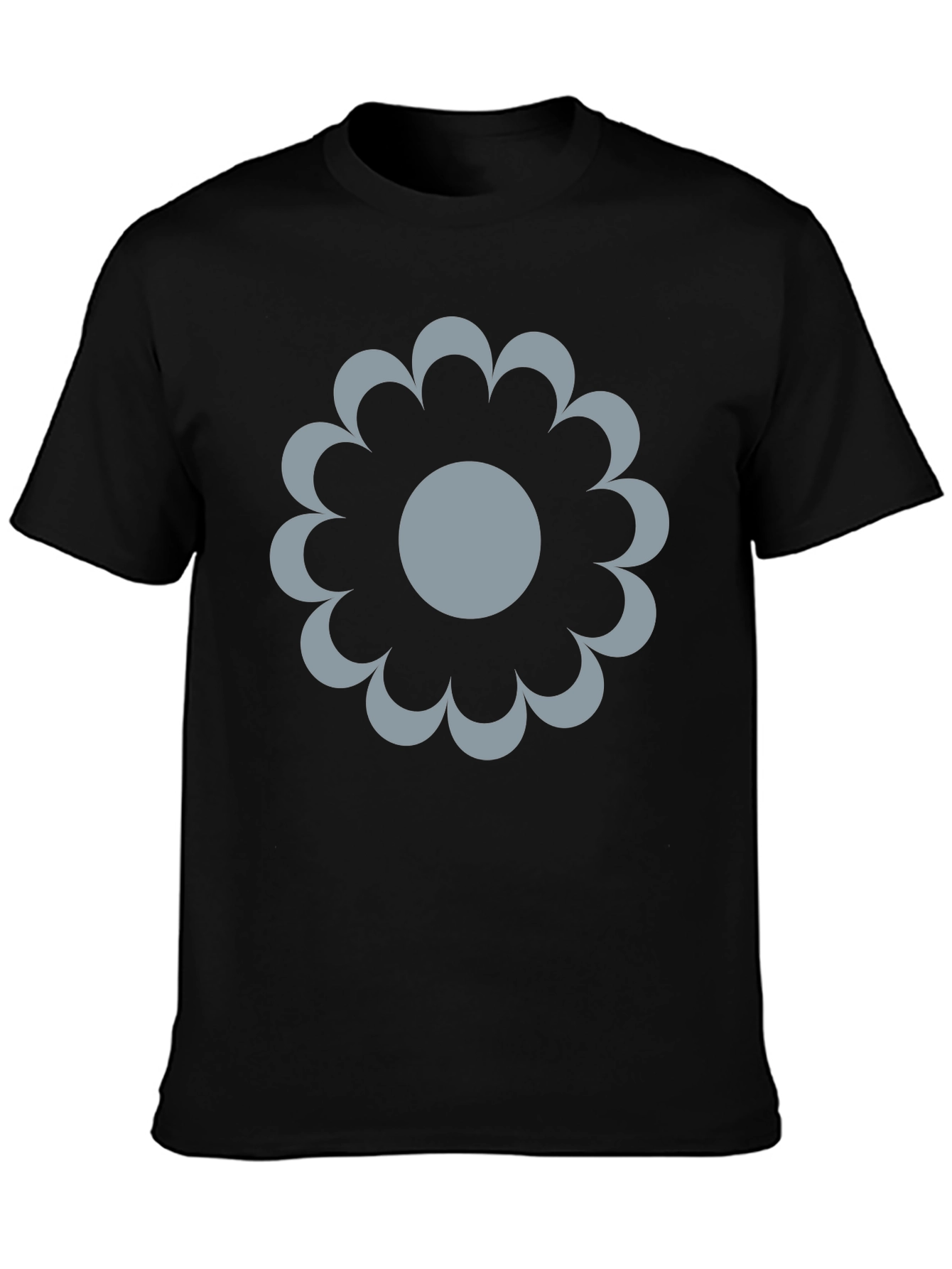Modern Flower Graphic Black T-Shirt