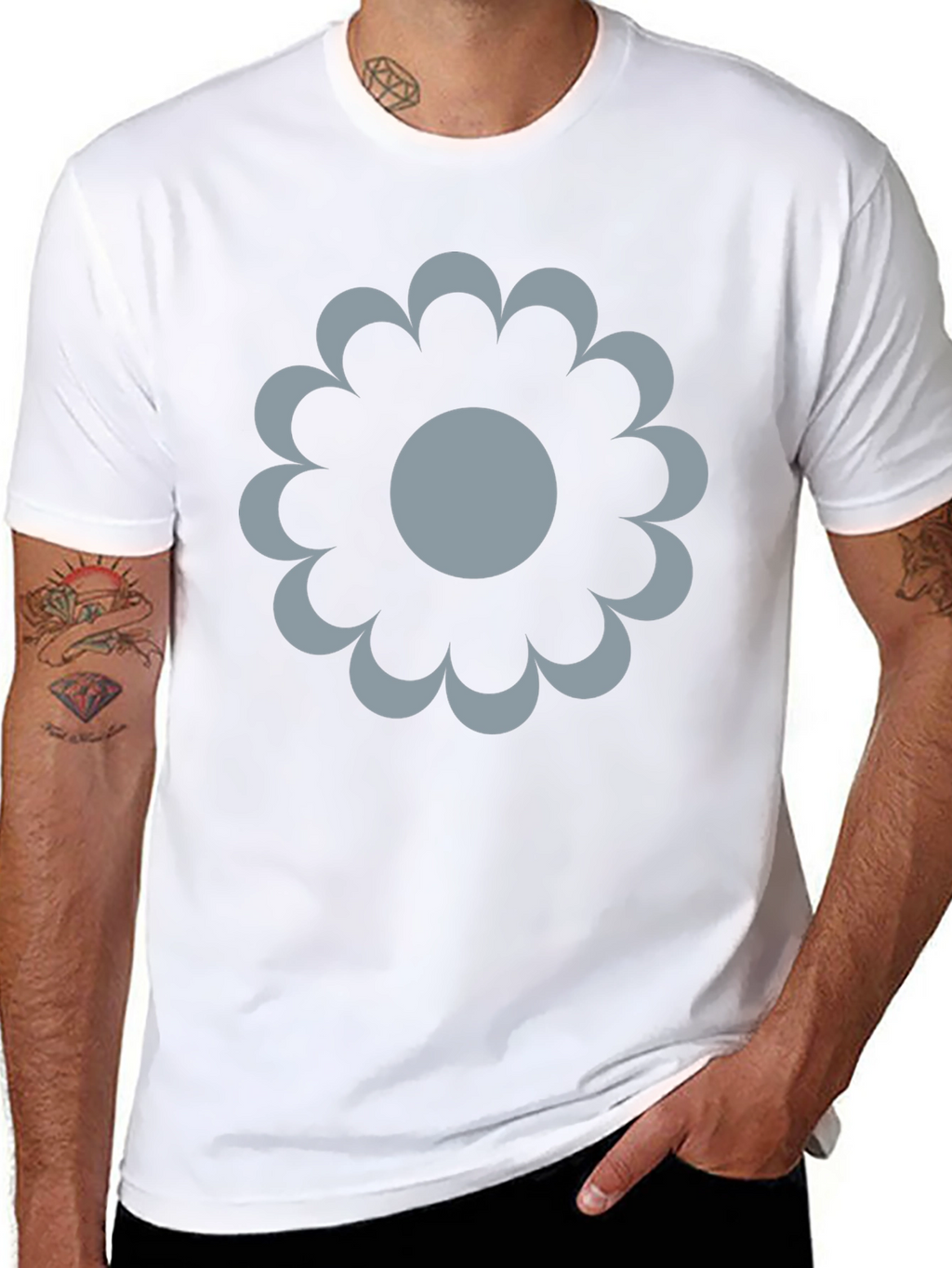 Modern Flower Graphic Black T-Shirt