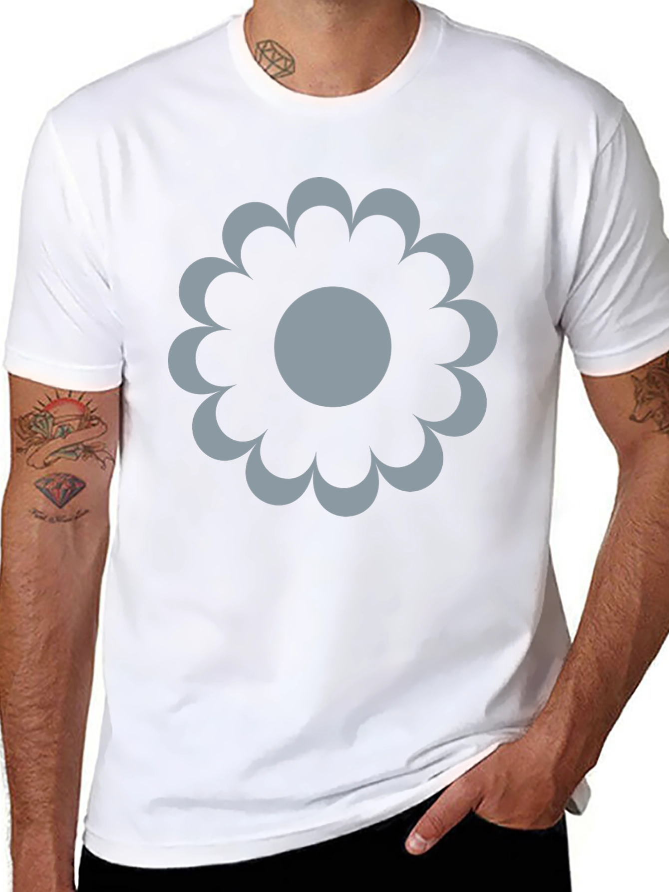 Modern Flower Graphic Black T-Shirt