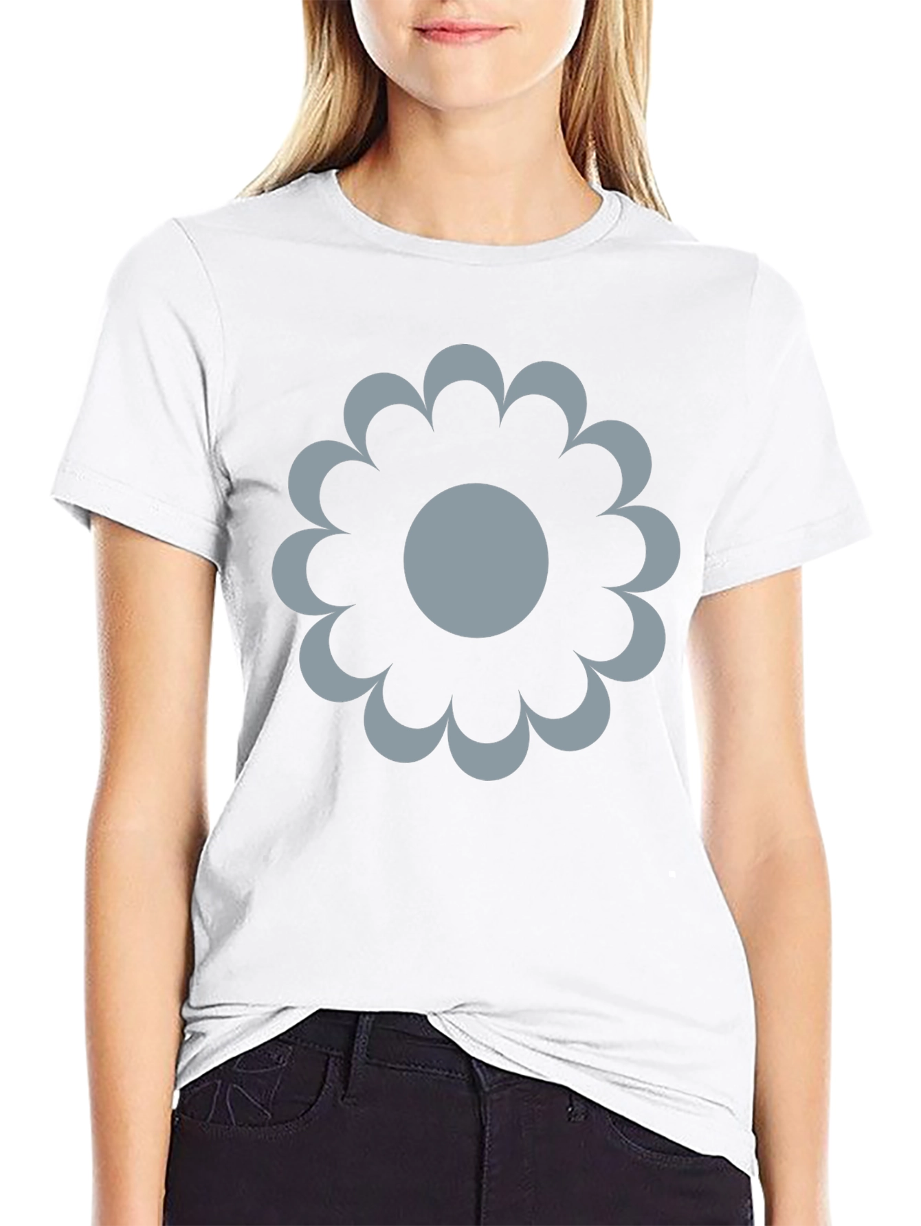 Modern Flower Graphic Black T-Shirt