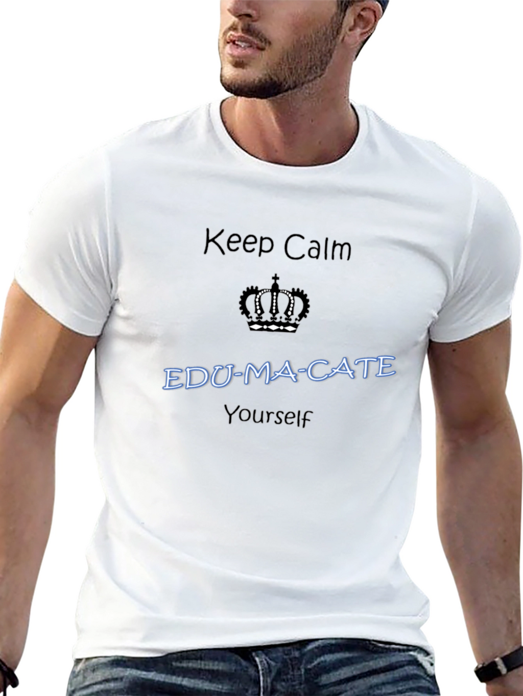 Keep Calm EDU-MA-CATE Yourself Black T-Shirt