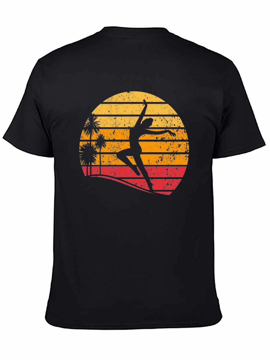 Retro Sunset Dancer Graphic Tee - Black
