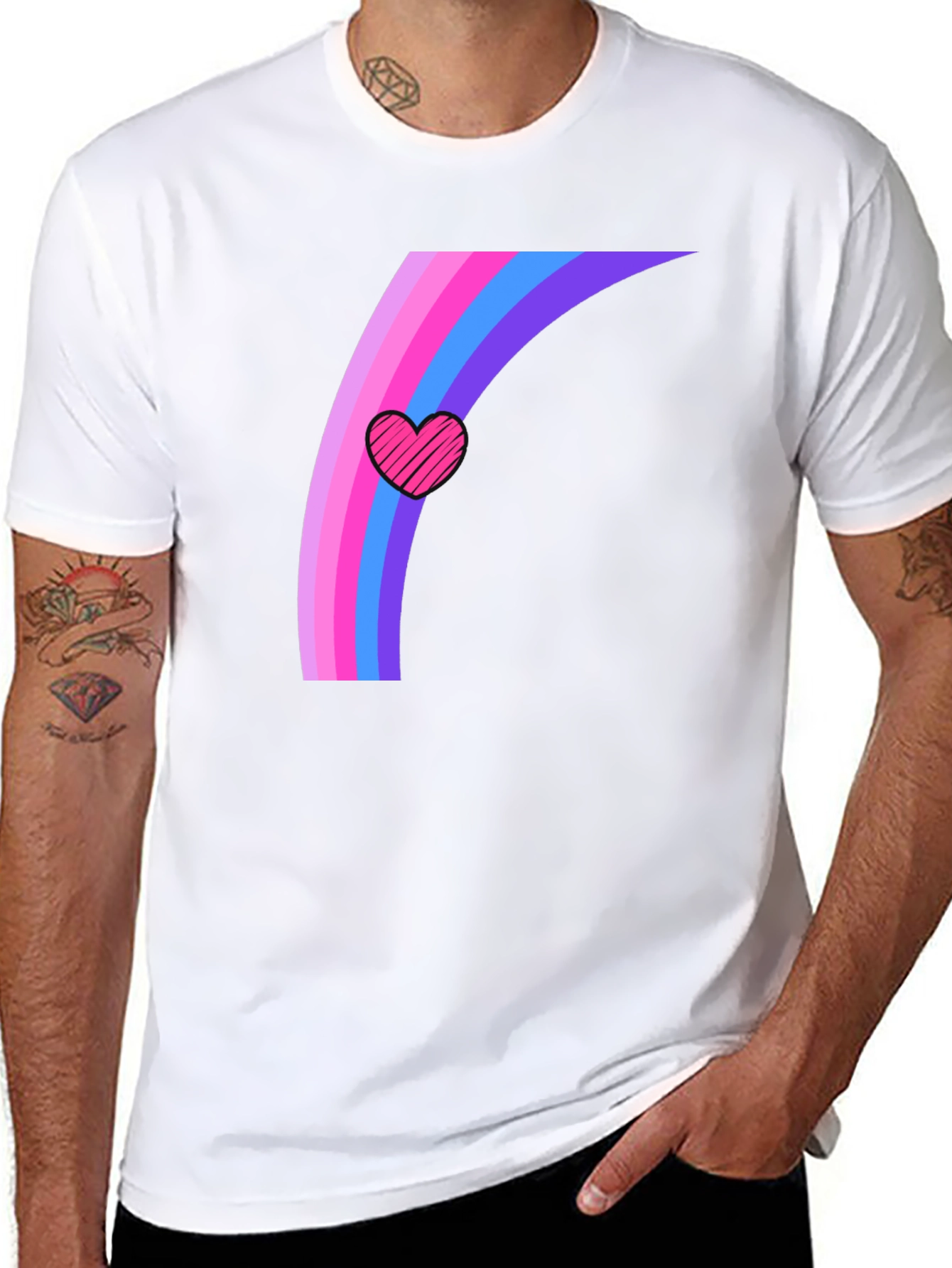 Rainbow Heart Graphic Tee - Stylish Comfort