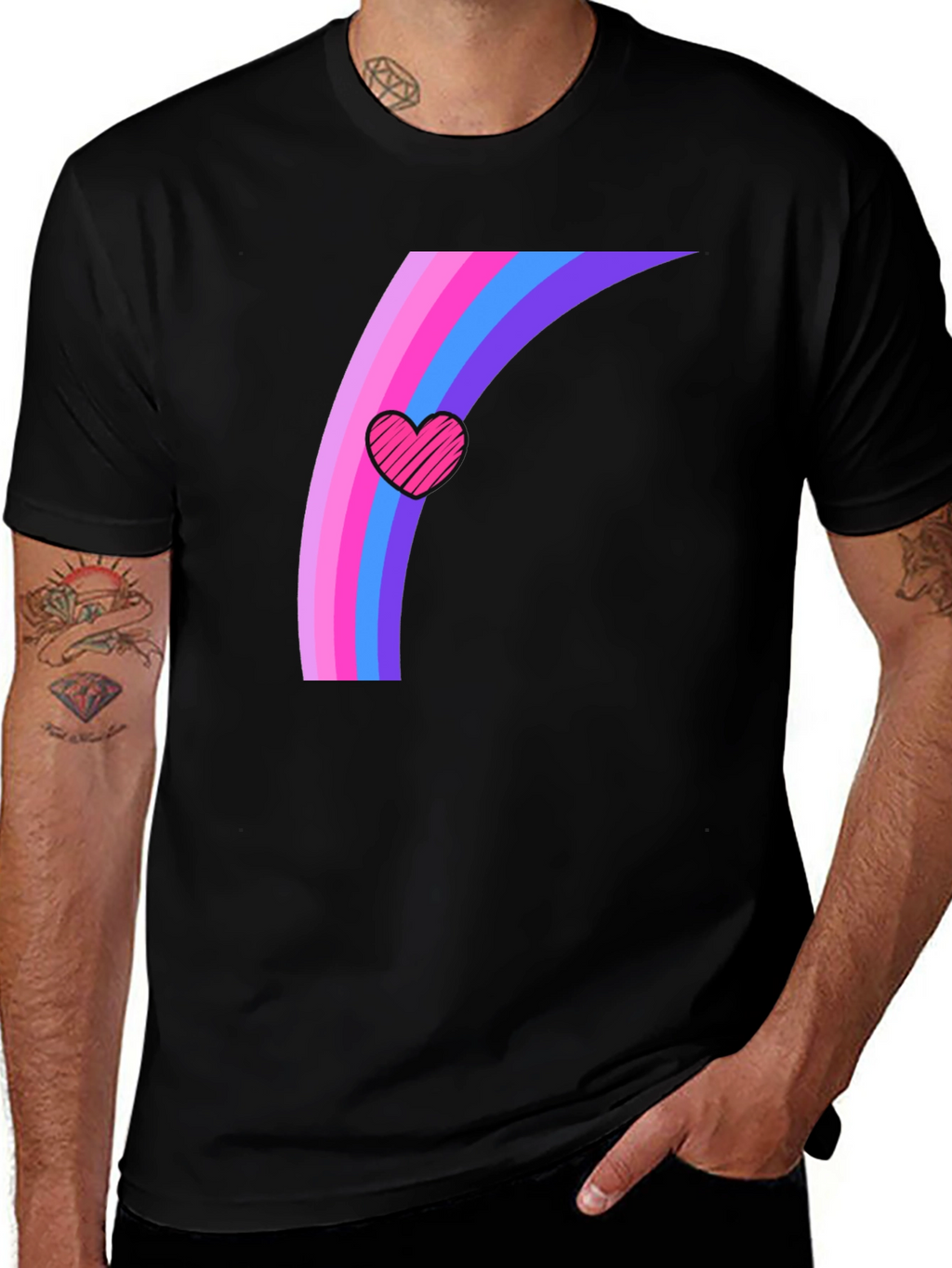 Rainbow Heart Graphic Tee - Stylish Comfort