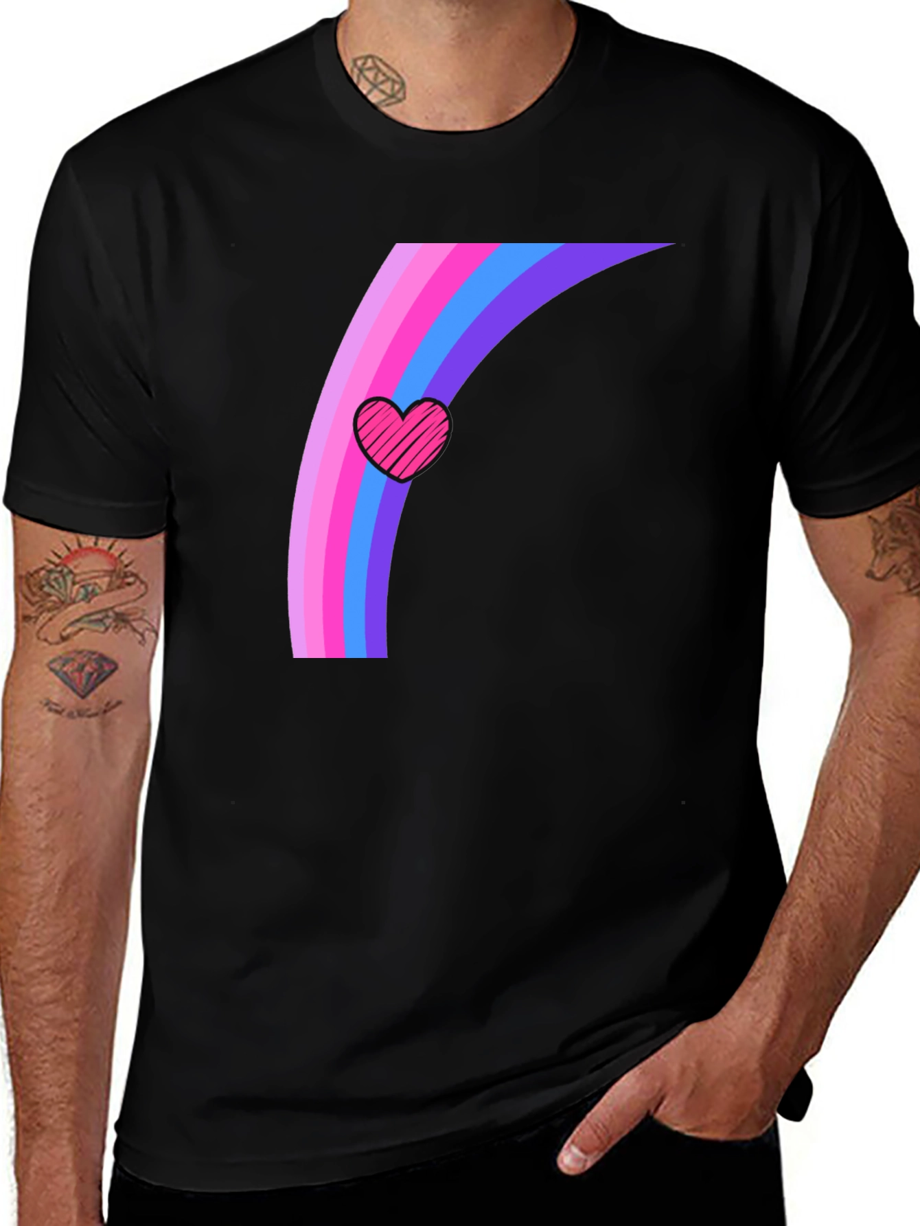 Rainbow Heart Graphic Tee - Stylish Comfort