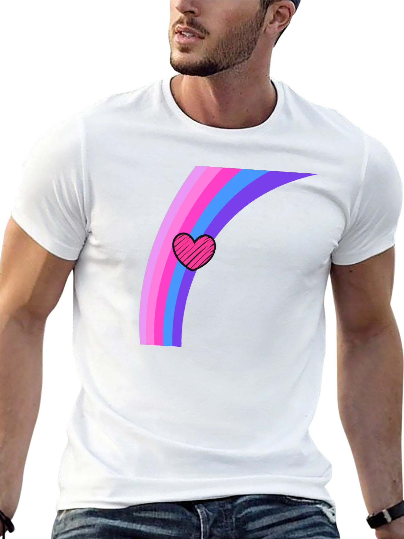 Rainbow Heart Graphic Tee - Stylish Comfort