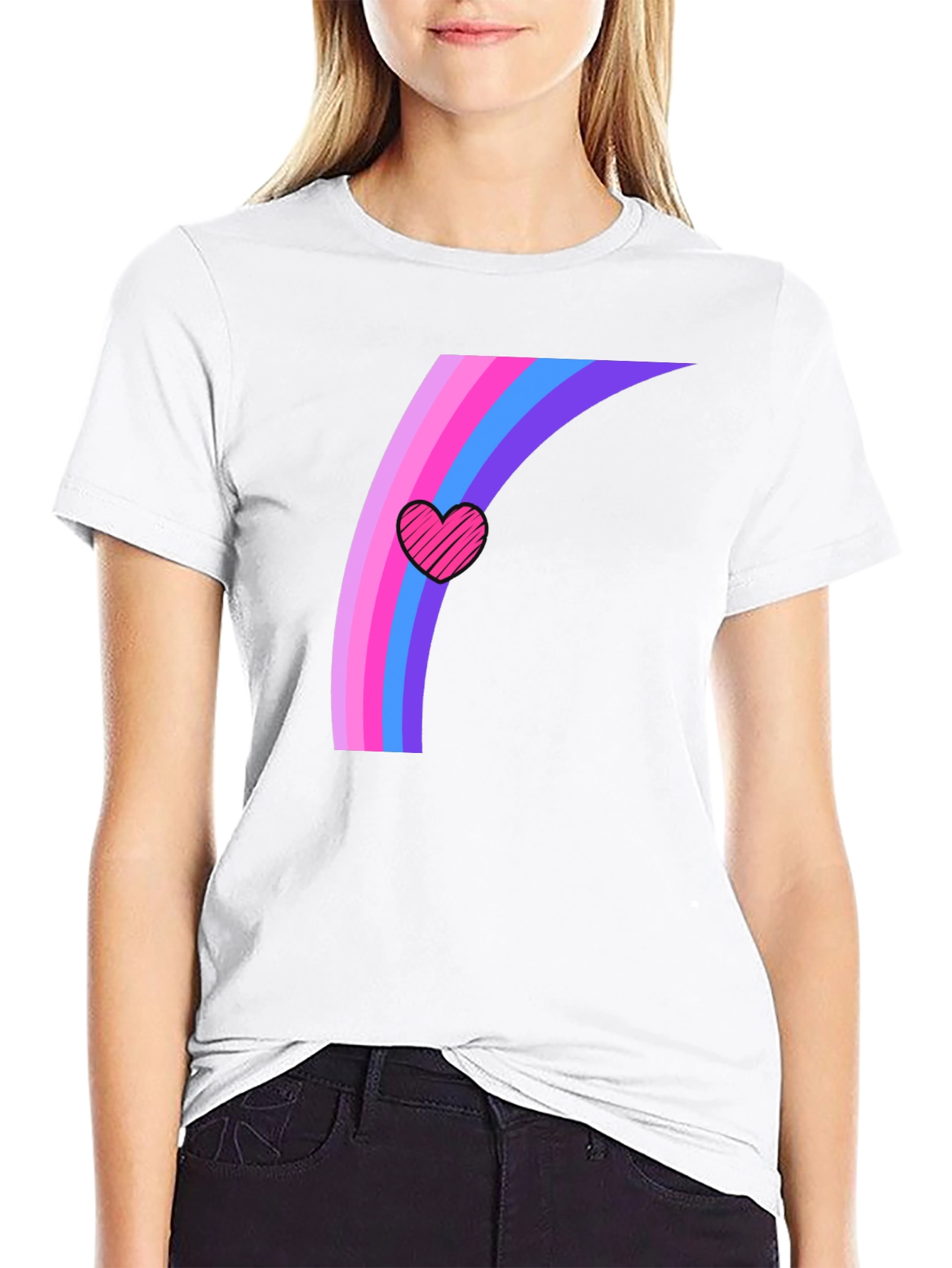 Rainbow Heart Graphic Tee - Stylish Comfort