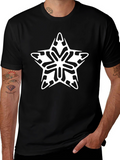 Stylish Black Tee with Star Snowflake Graphic