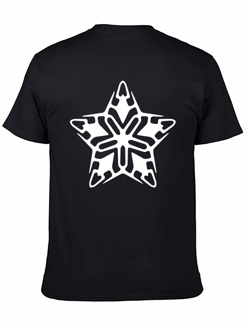 Stylish Black Tee with Star Snowflake Graphic