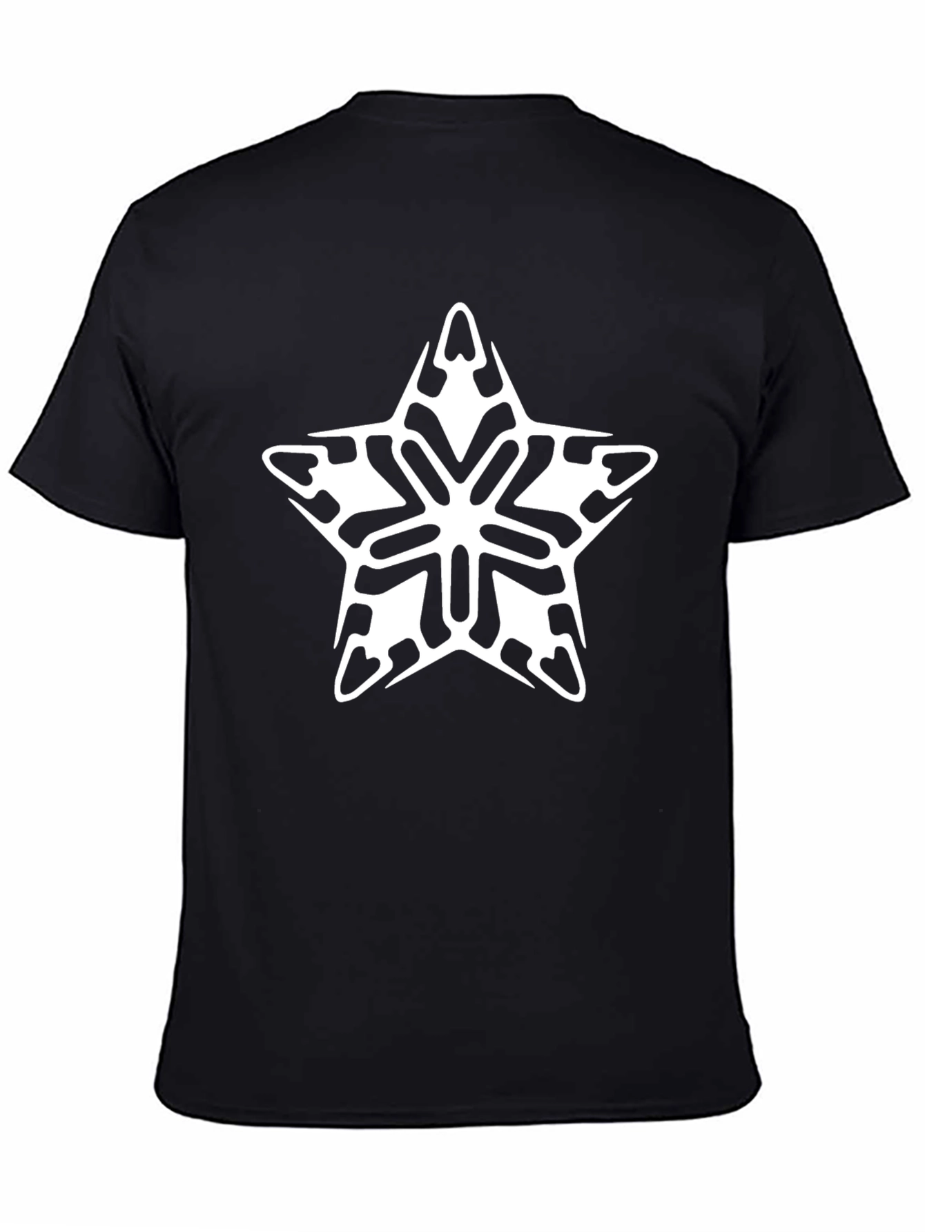 Stylish Black Tee with Star Snowflake Graphic