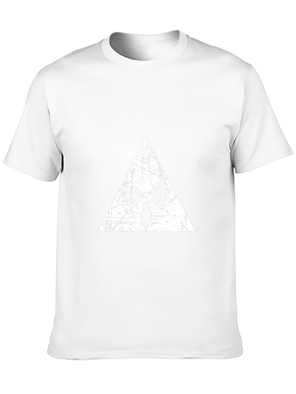 Distressed Antenna Triangle Graphic Black T-Shirt
