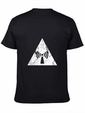 Distressed Antenna Triangle Graphic Black T-Shirt