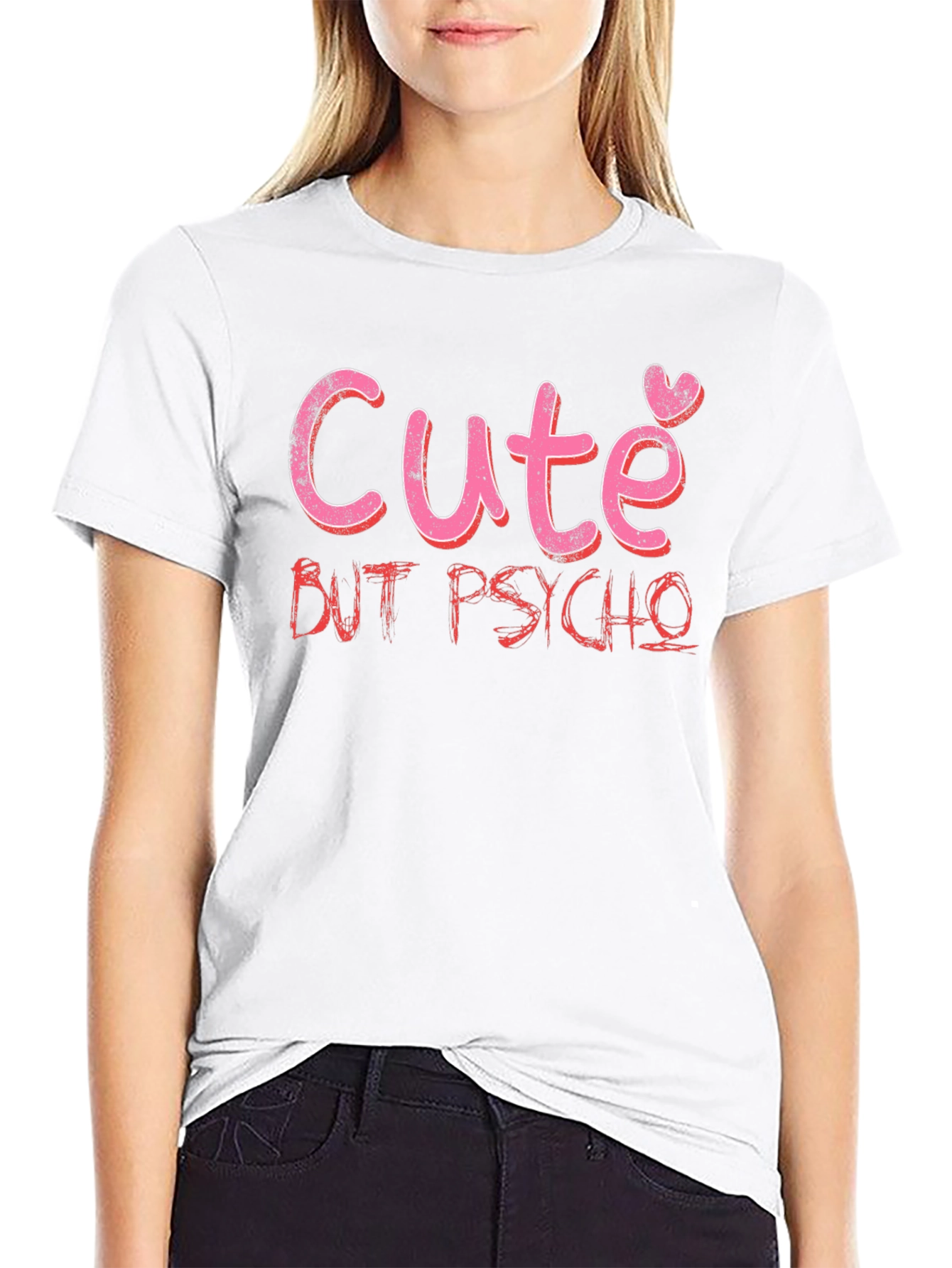 Cute But Psycho Graphic Tee - Black Cotton T-Shirt