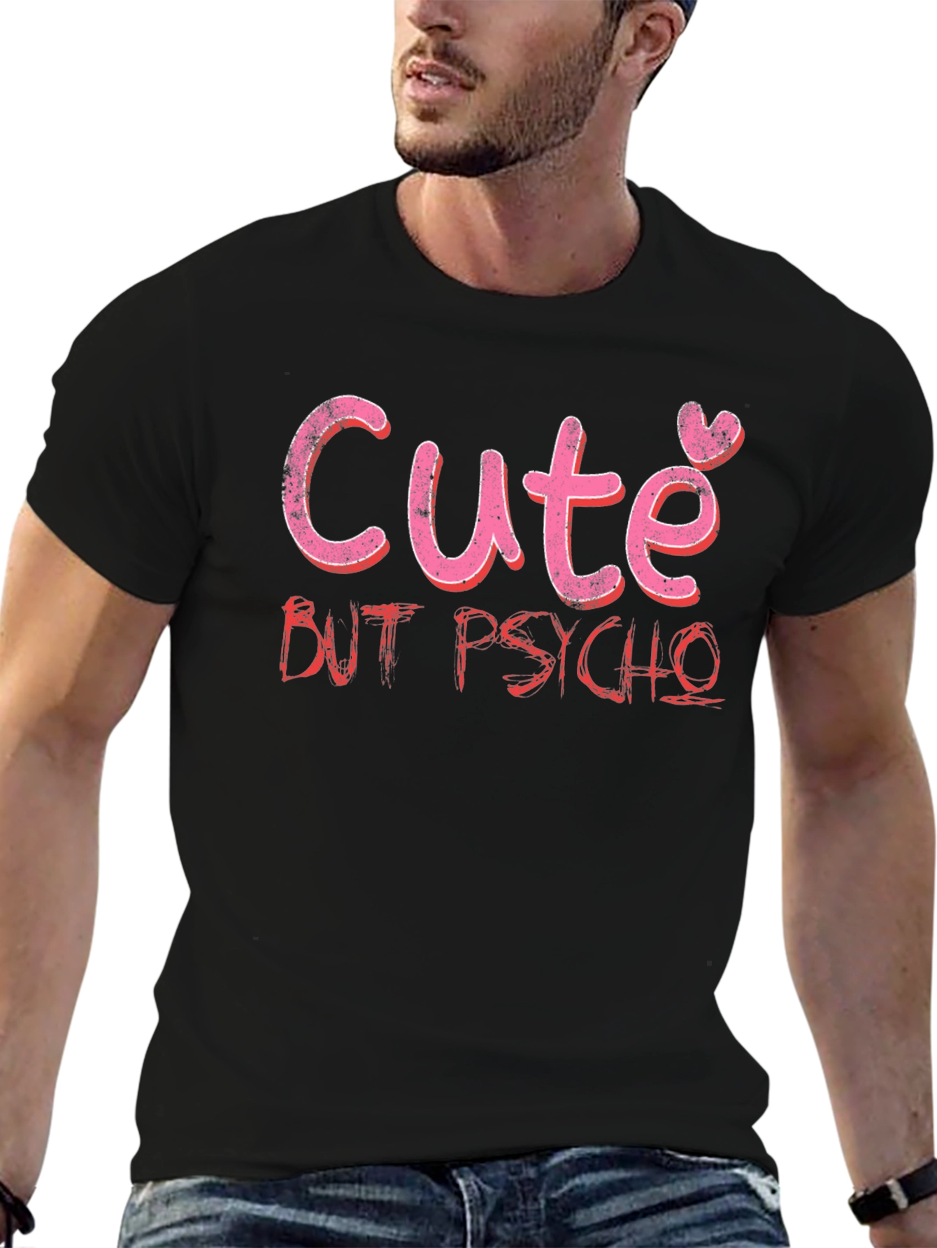Cute But Psycho Graphic Tee - Black Cotton T-Shirt