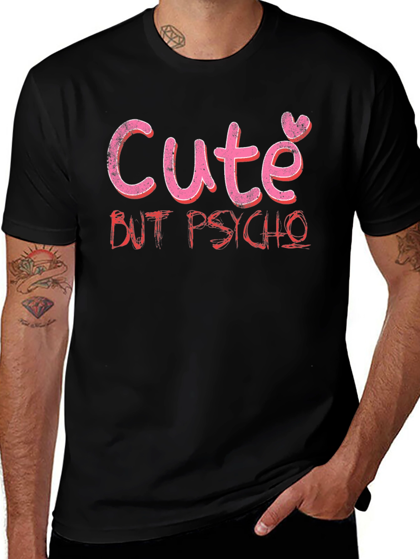 Cute But Psycho Graphic Tee - Black Cotton T-Shirt