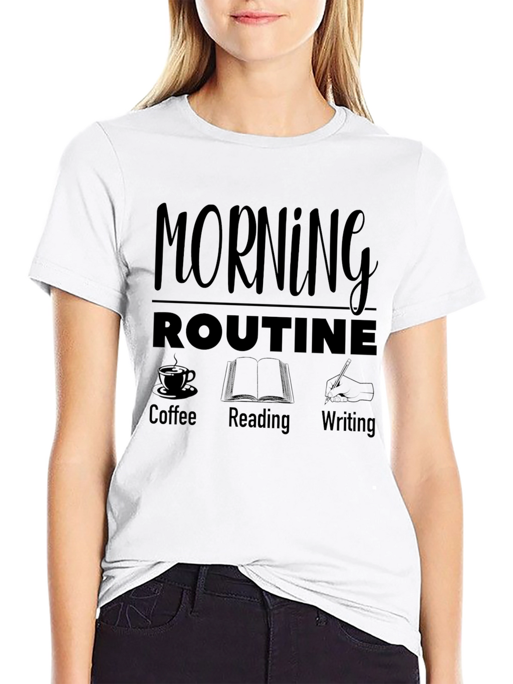 Morning Routine T-Shirt - Coffee Reading Writing