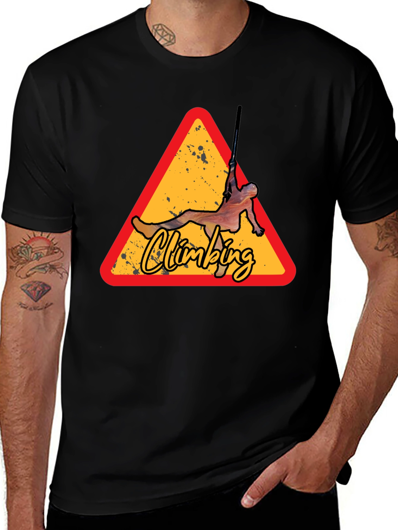 Climbing Triangle Graphic Tee - Black