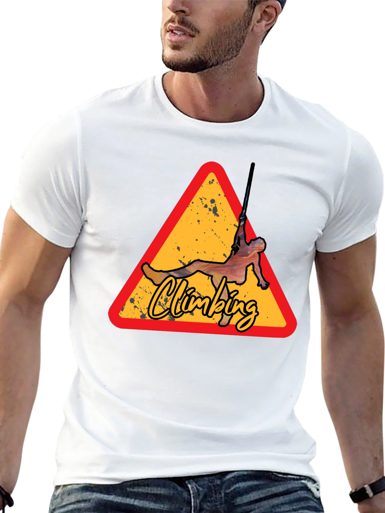 Climbing Triangle Graphic Tee - Black