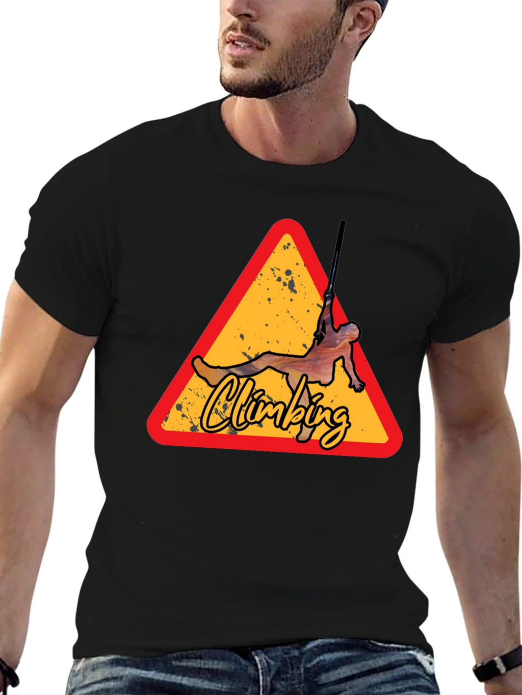 Climbing Triangle Graphic Tee - Black