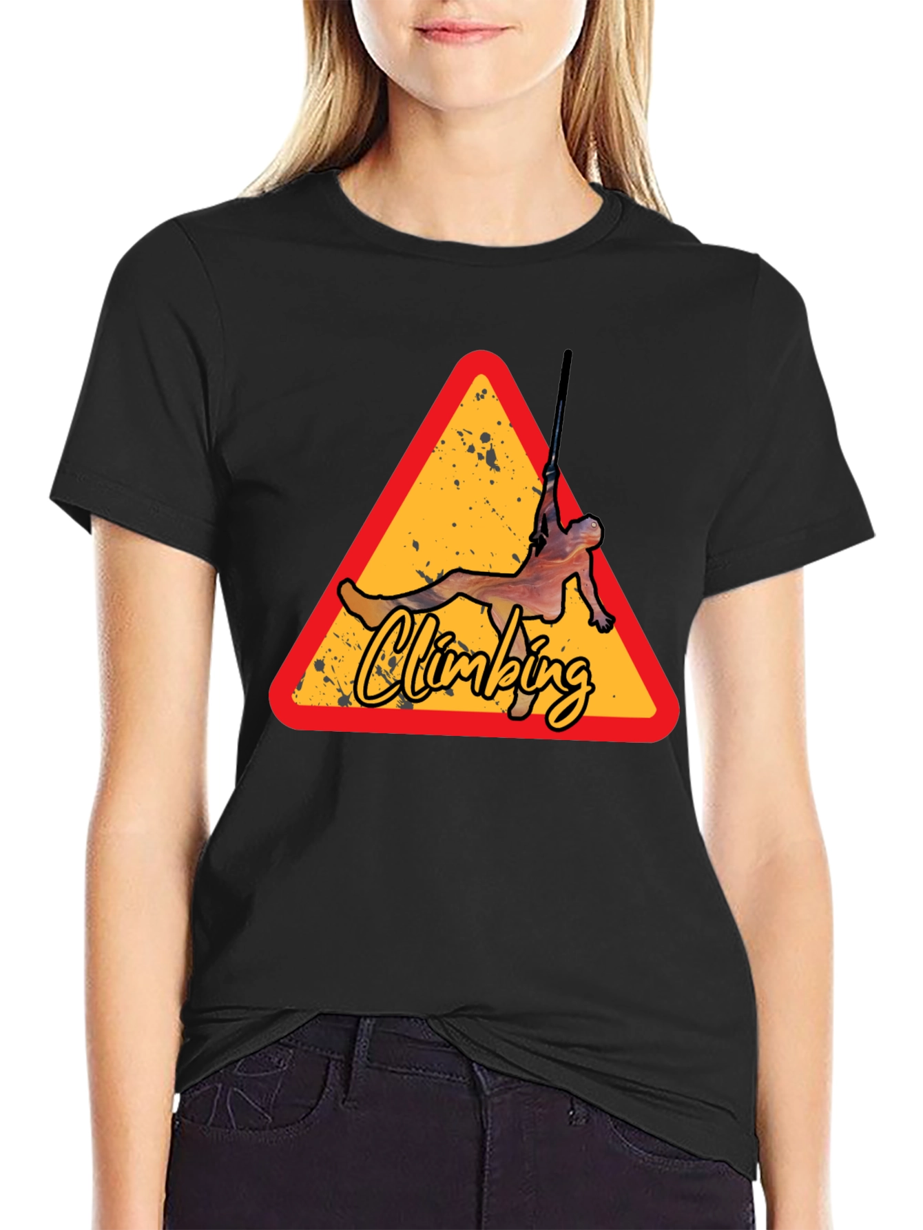 Climbing Triangle Graphic Tee - Black