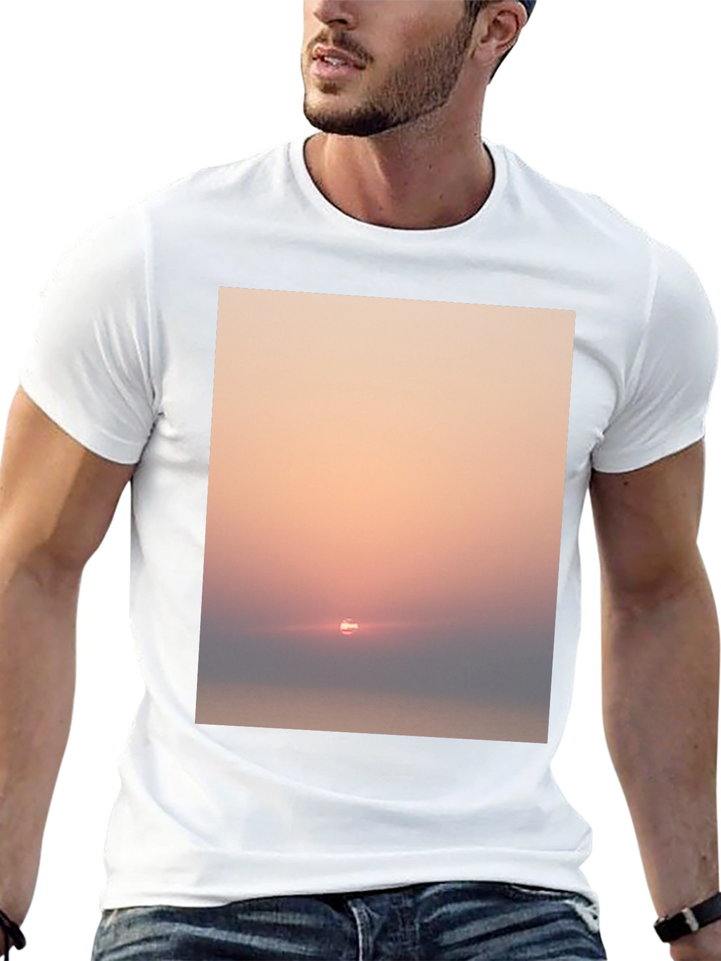 Sunset Graphic Tee - Soft Black Cotton Blend Shirt