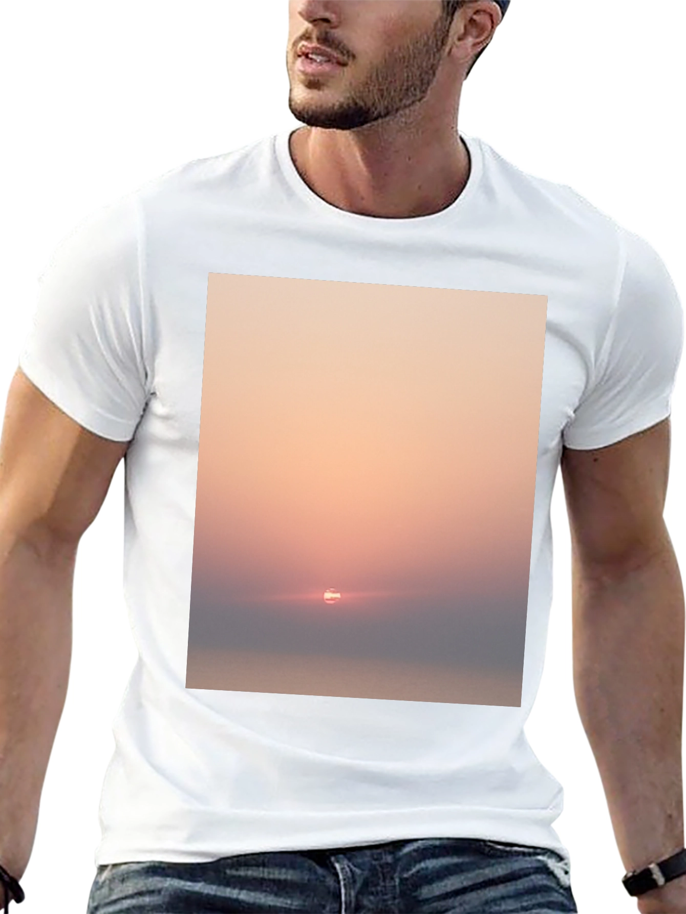 Sunset Graphic Tee - Soft Black Cotton Blend Shirt