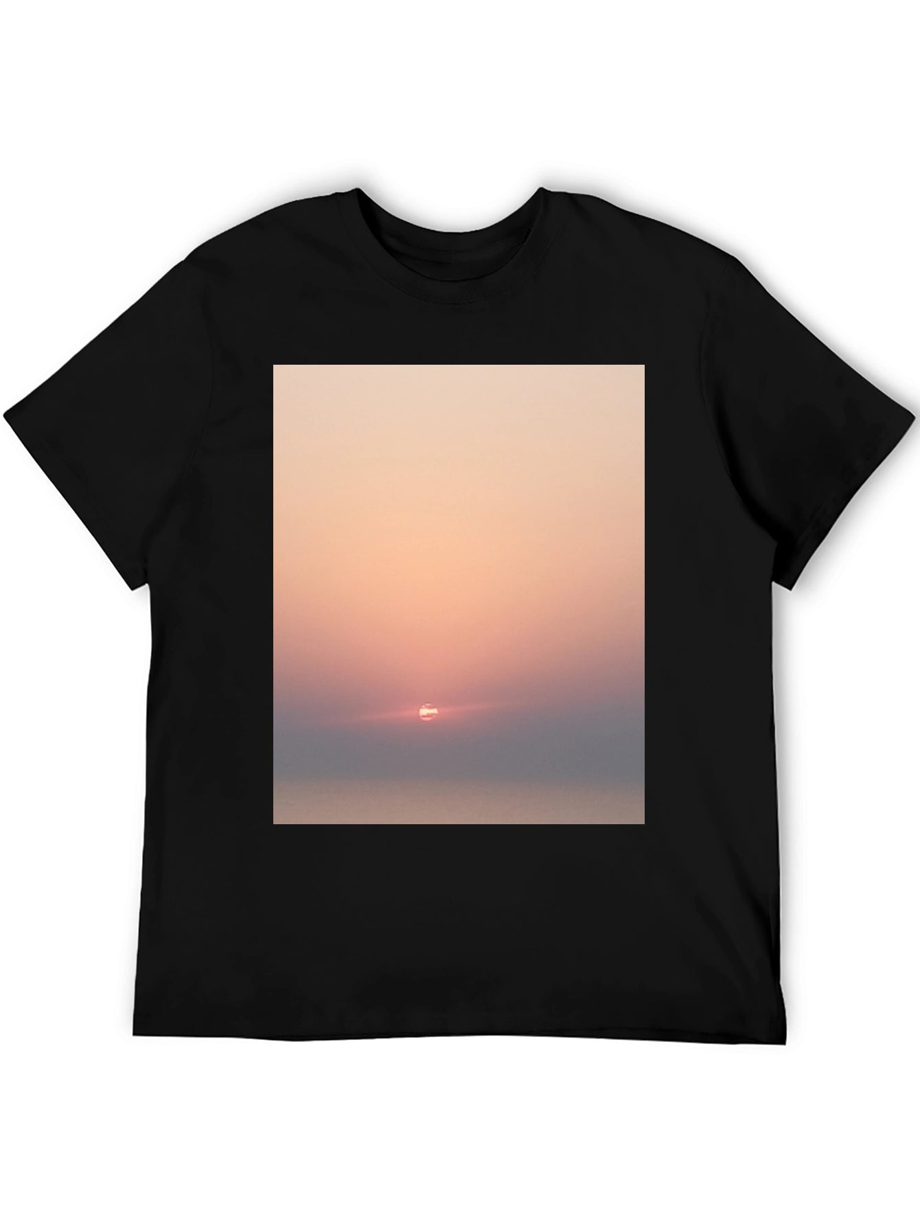 Sunset Graphic Tee - Soft Black Cotton Blend Shirt