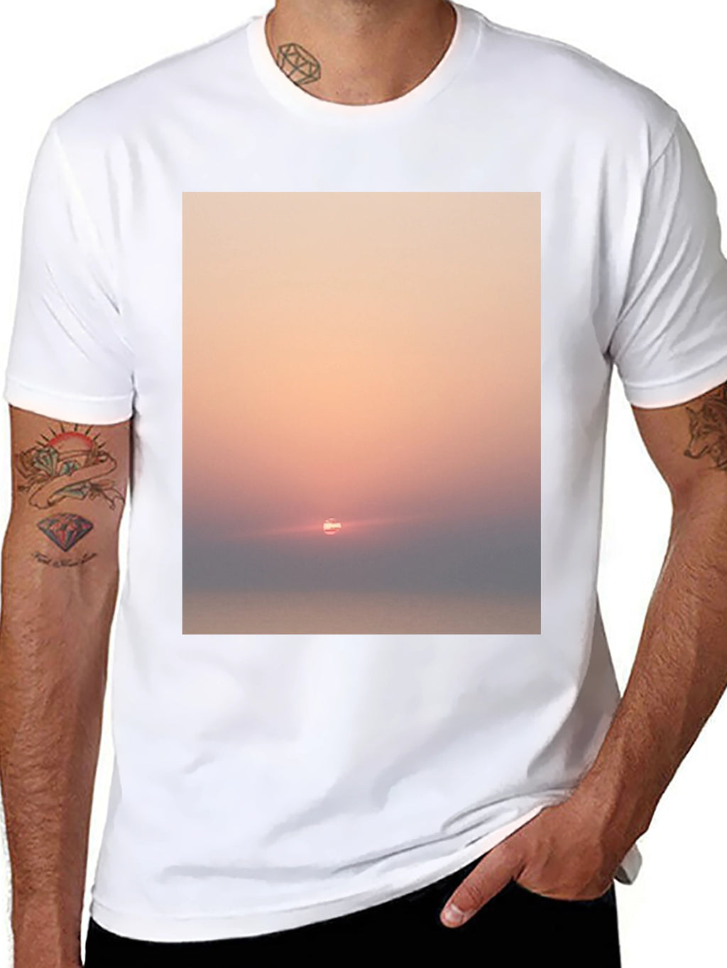Sunset Graphic Tee - Soft Black Cotton Blend Shirt