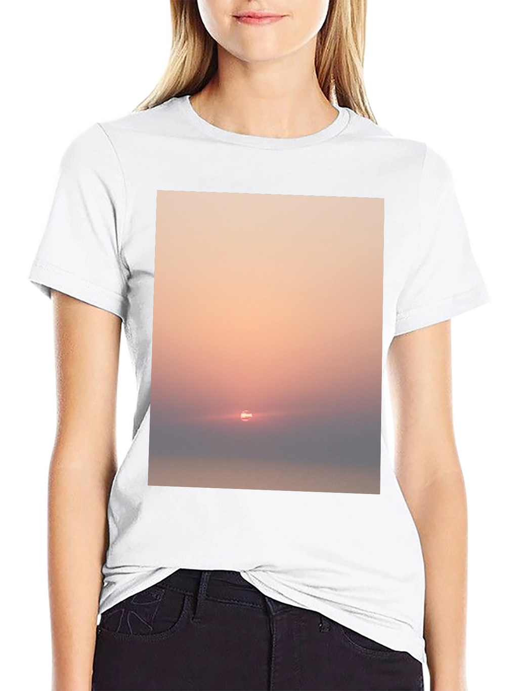 Sunset Graphic Tee - Soft Black Cotton Blend Shirt