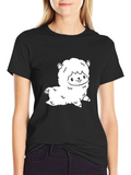 Cute Alpaca Graphic Tee - Black Cotton T-Shirt