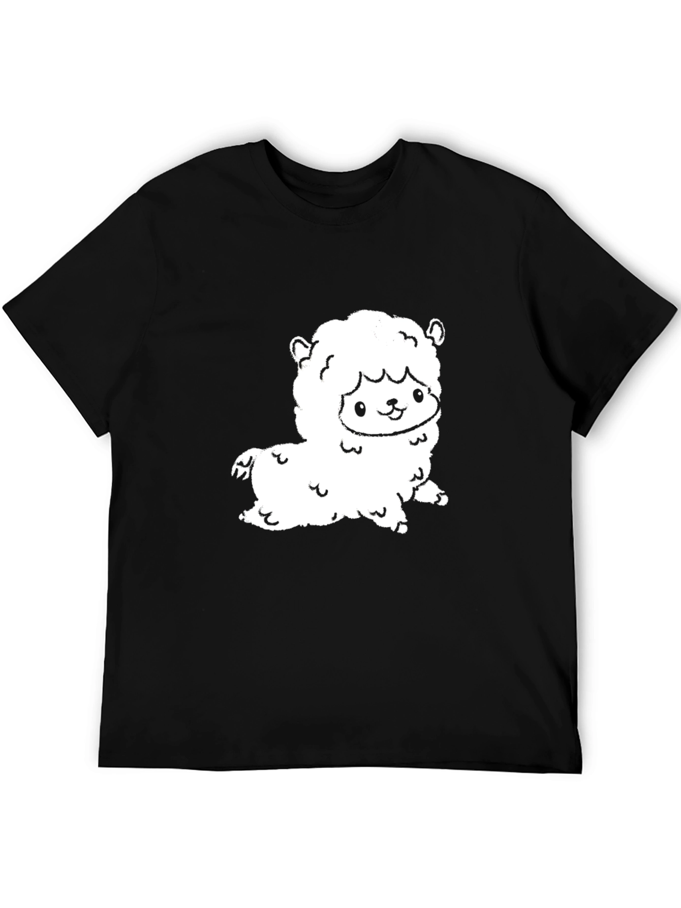 Cute Alpaca Graphic Tee - Black Cotton T-Shirt