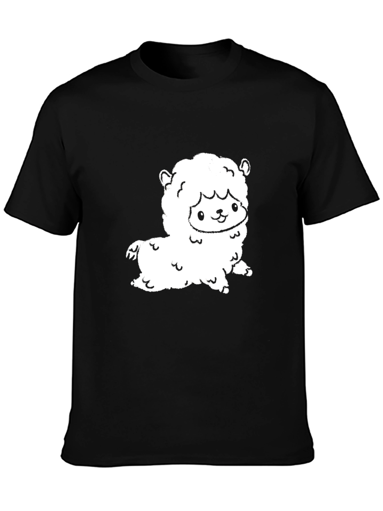 Cute Alpaca Graphic Tee - Black Cotton T-Shirt
