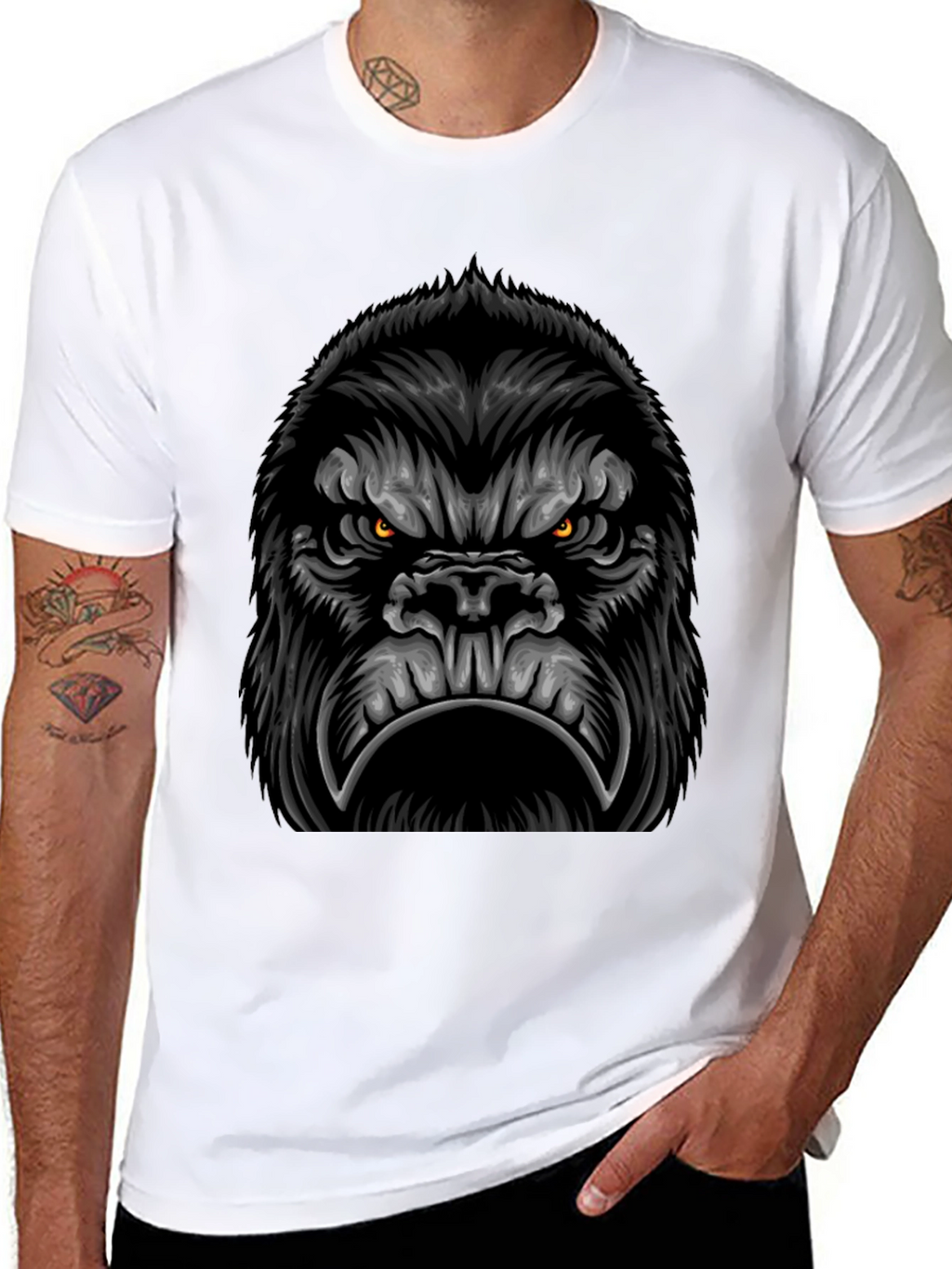 Gorilla Graphic Black T-Shirt - Mens Cool Tee