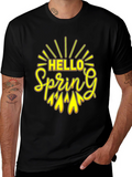 Hello Spring Black Graphic Tee