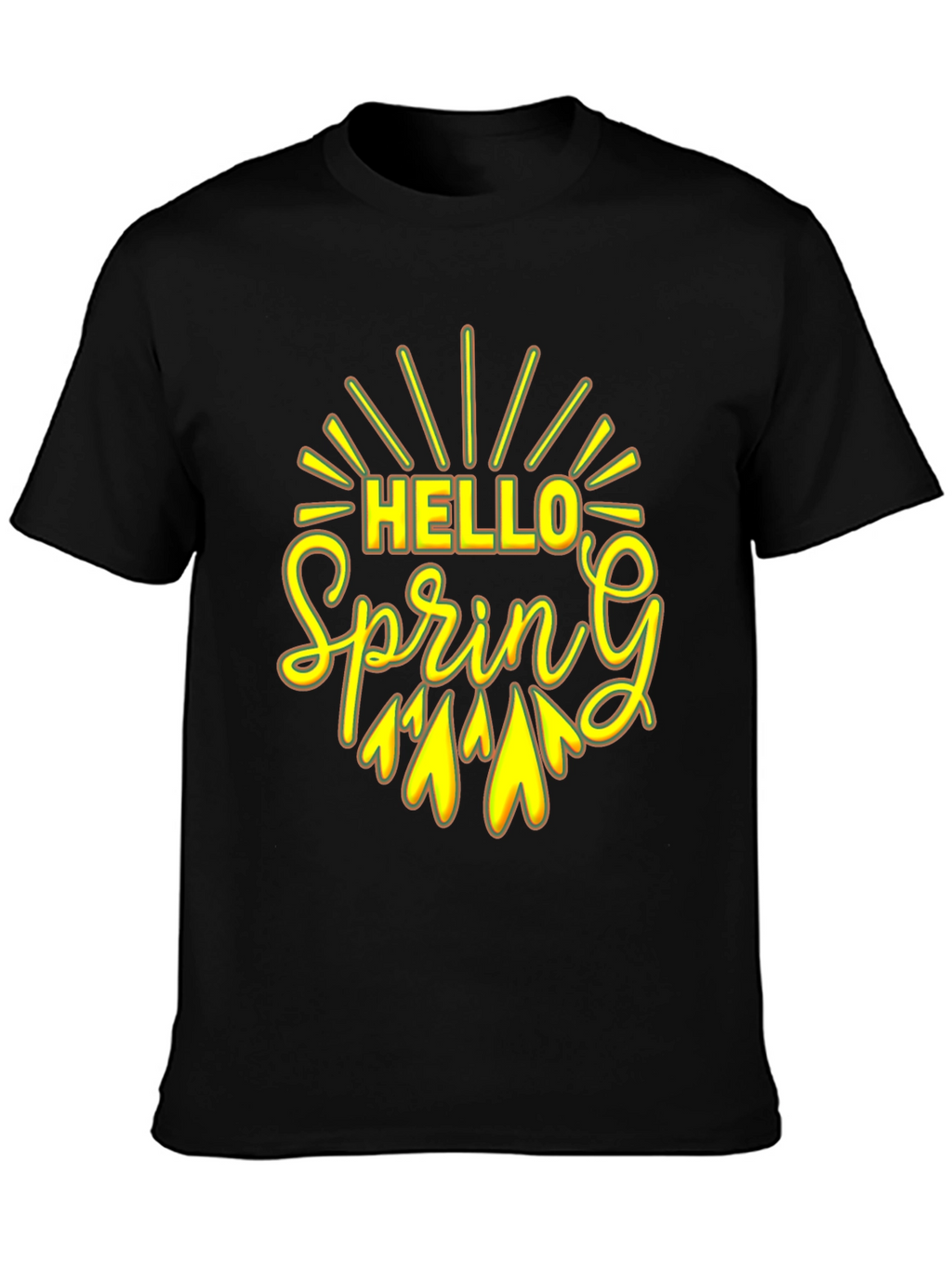 Hello Spring Black Graphic Tee