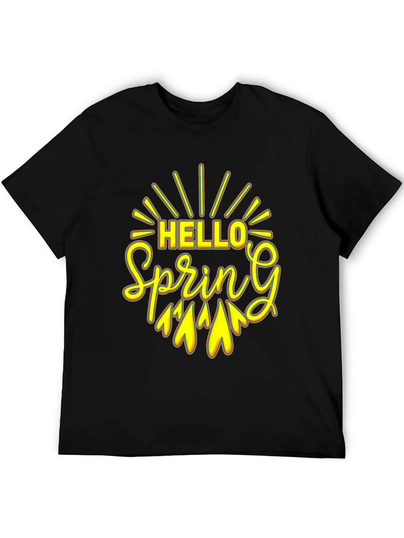 Hello Spring Black Graphic Tee