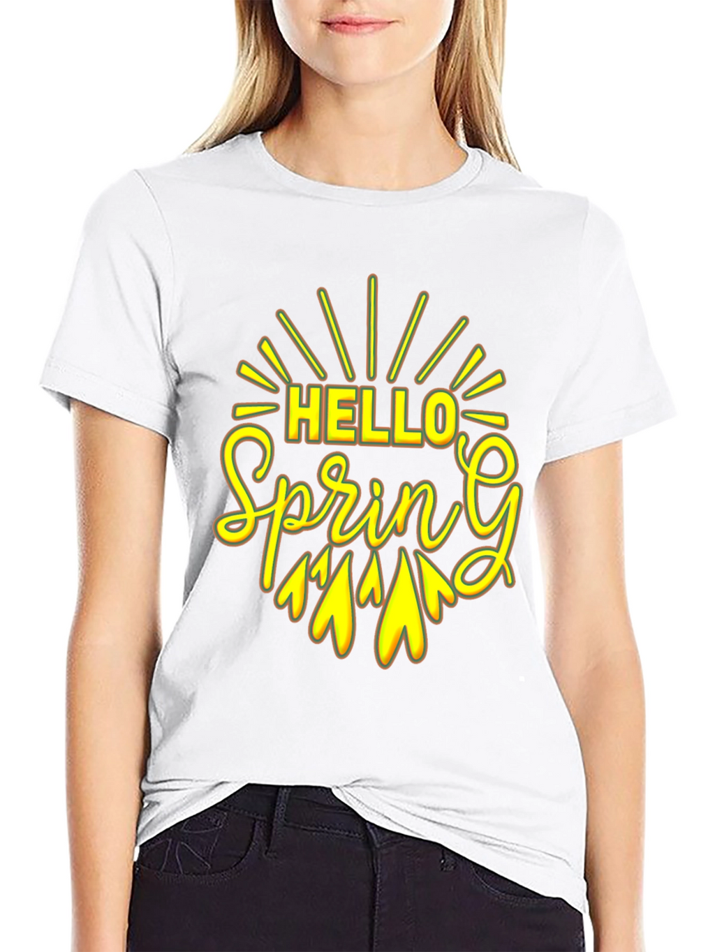 Hello Spring Black Graphic Tee