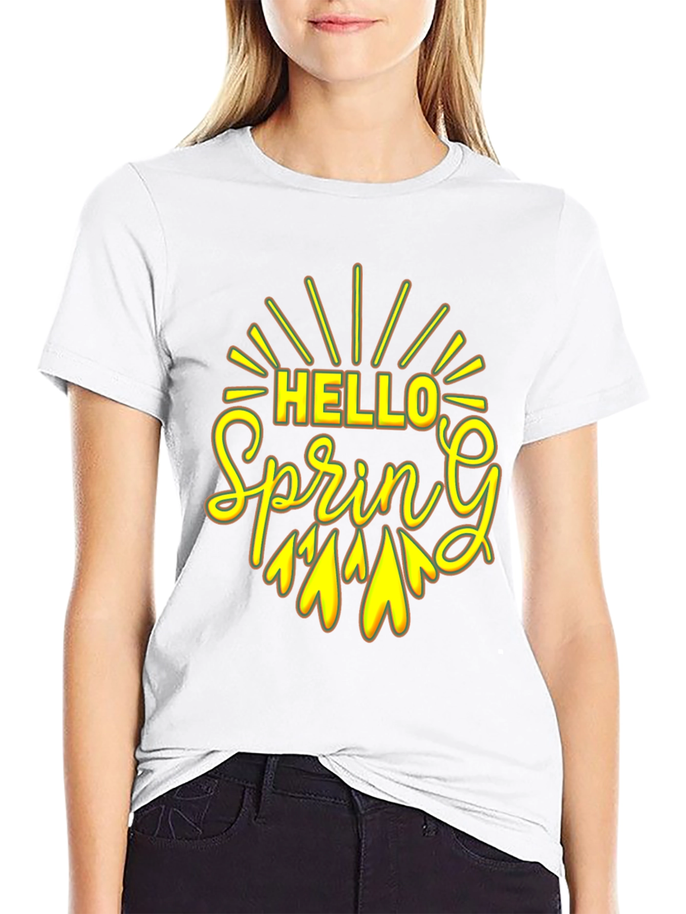 Hello Spring Black Graphic Tee