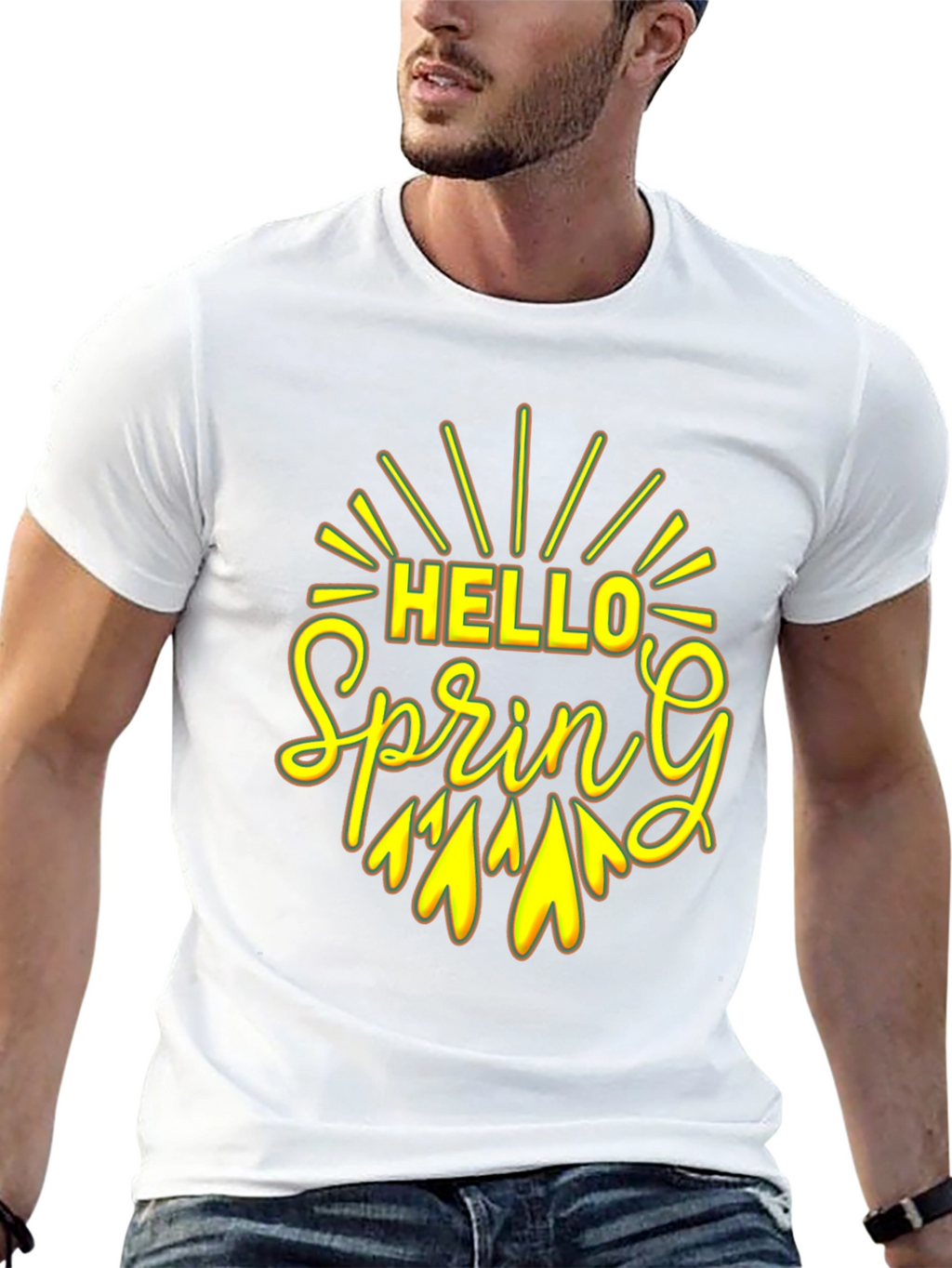 Hello Spring Black Graphic Tee