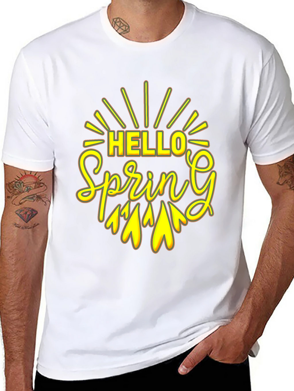 Hello Spring Black Graphic Tee