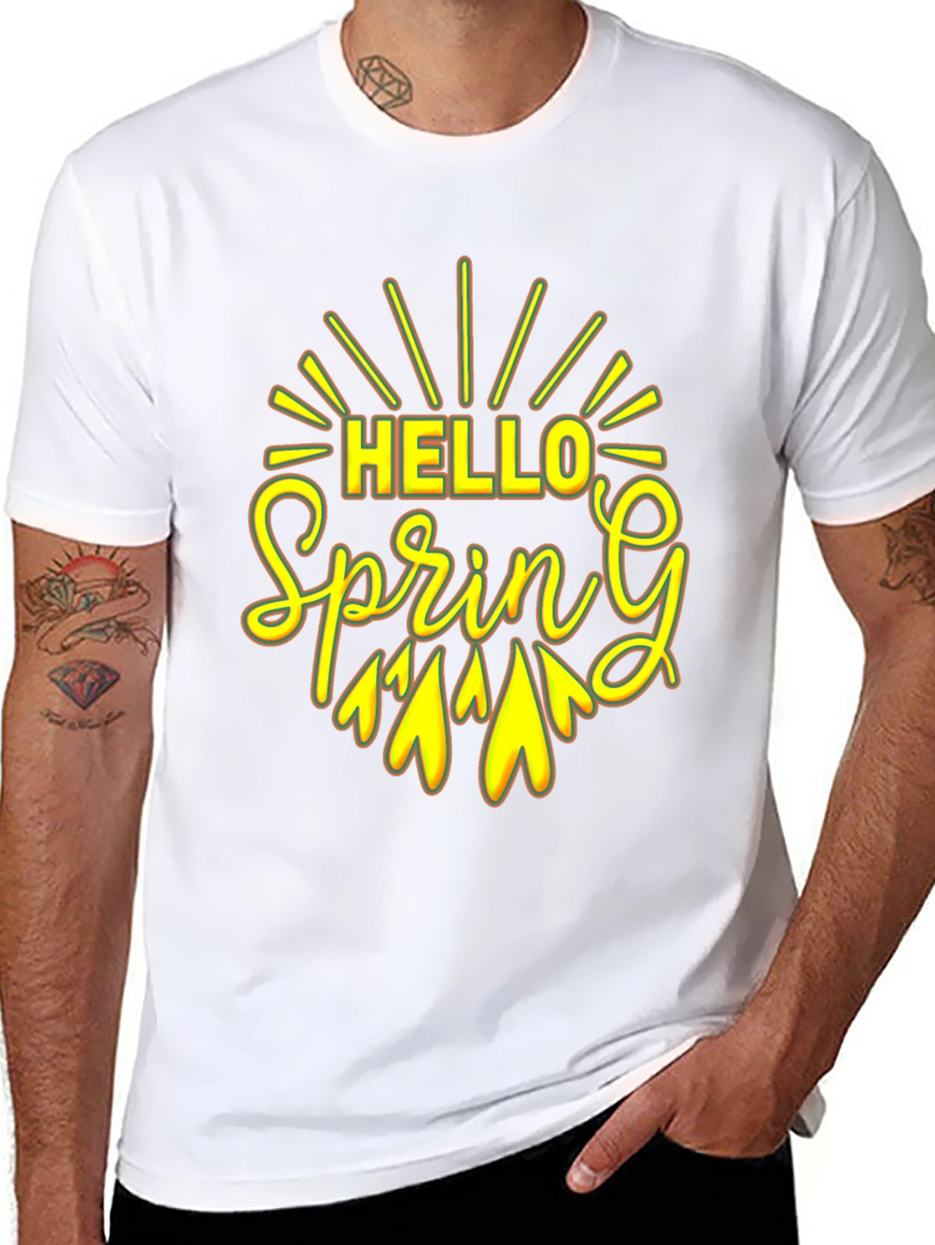 Hello Spring Black Graphic Tee