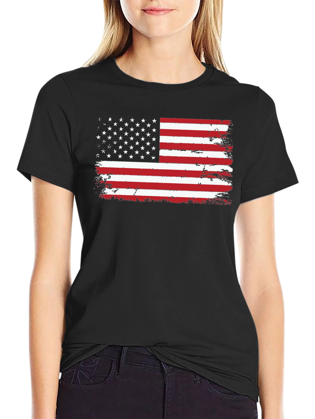 Distressed American Flag Graphic Tee - Patriotic Style