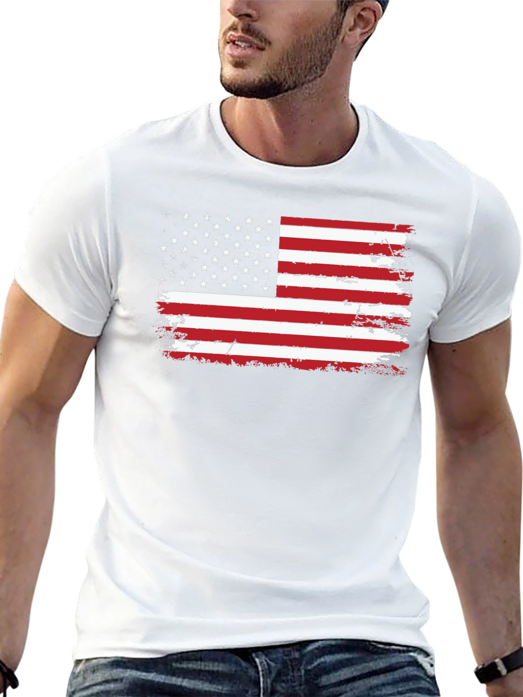 Distressed American Flag Graphic Tee - Patriotic Style