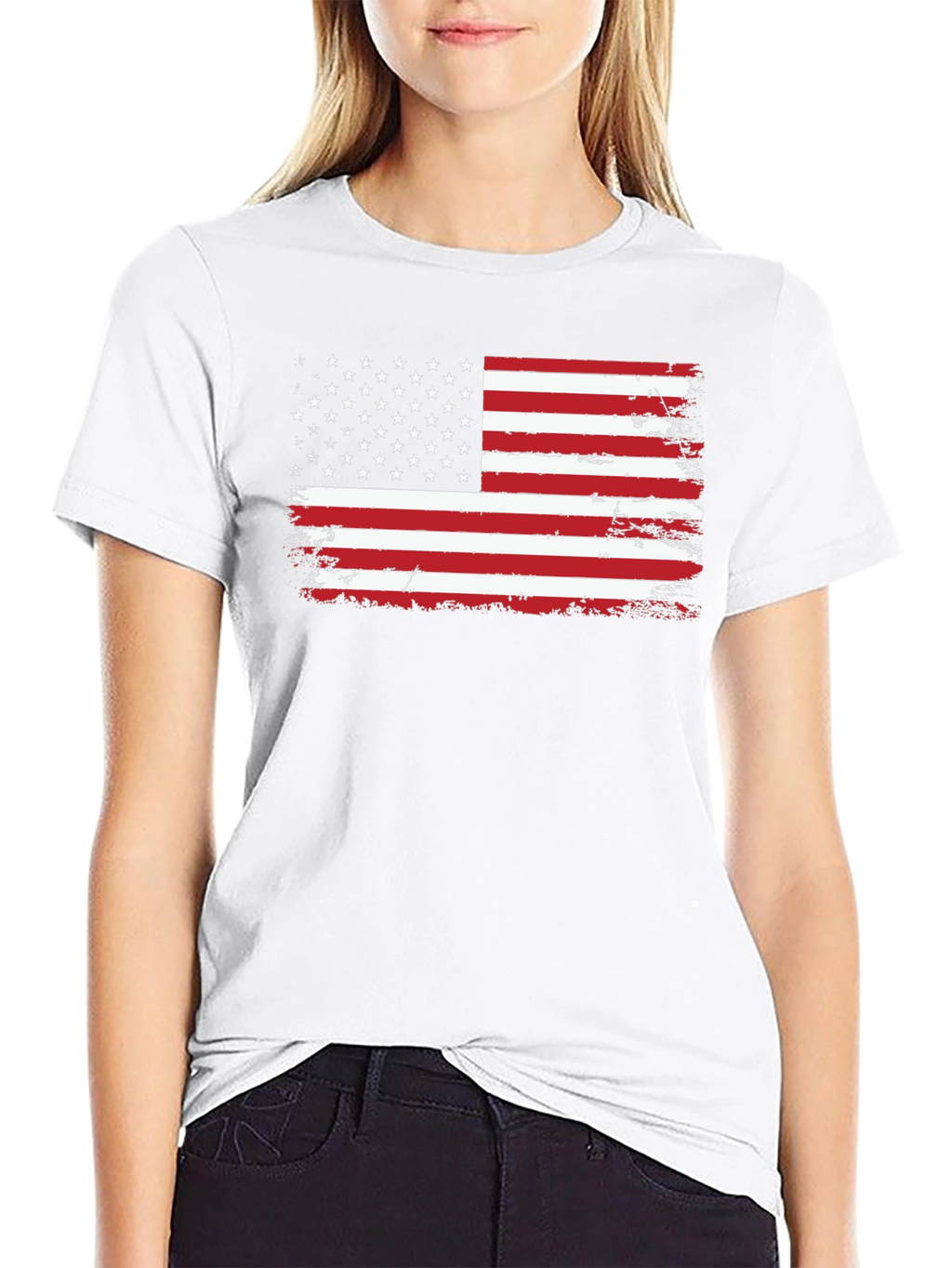 Distressed American Flag Graphic Tee - Patriotic Style