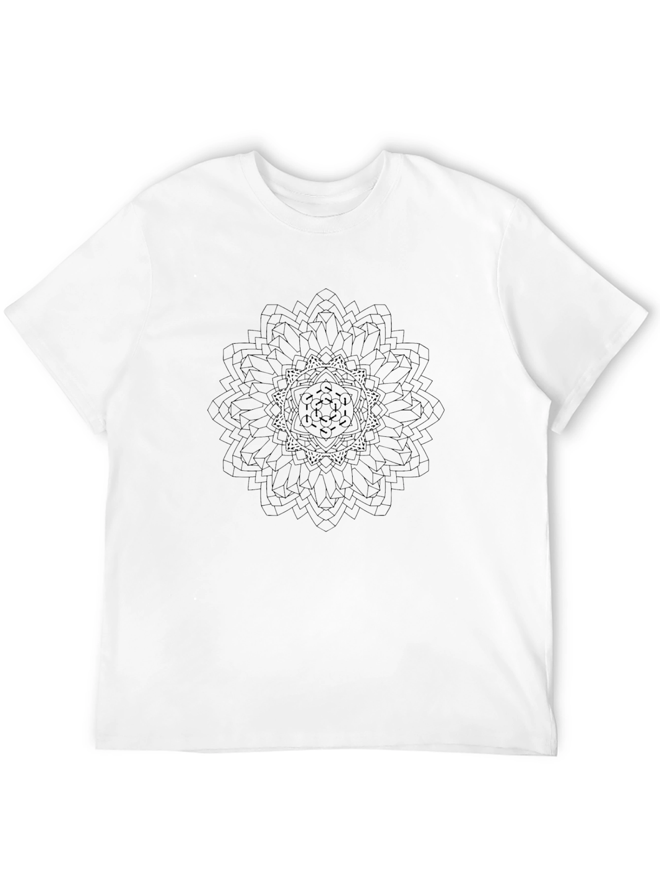 Mens Black T-Shirt with Geometric Mandala Design
