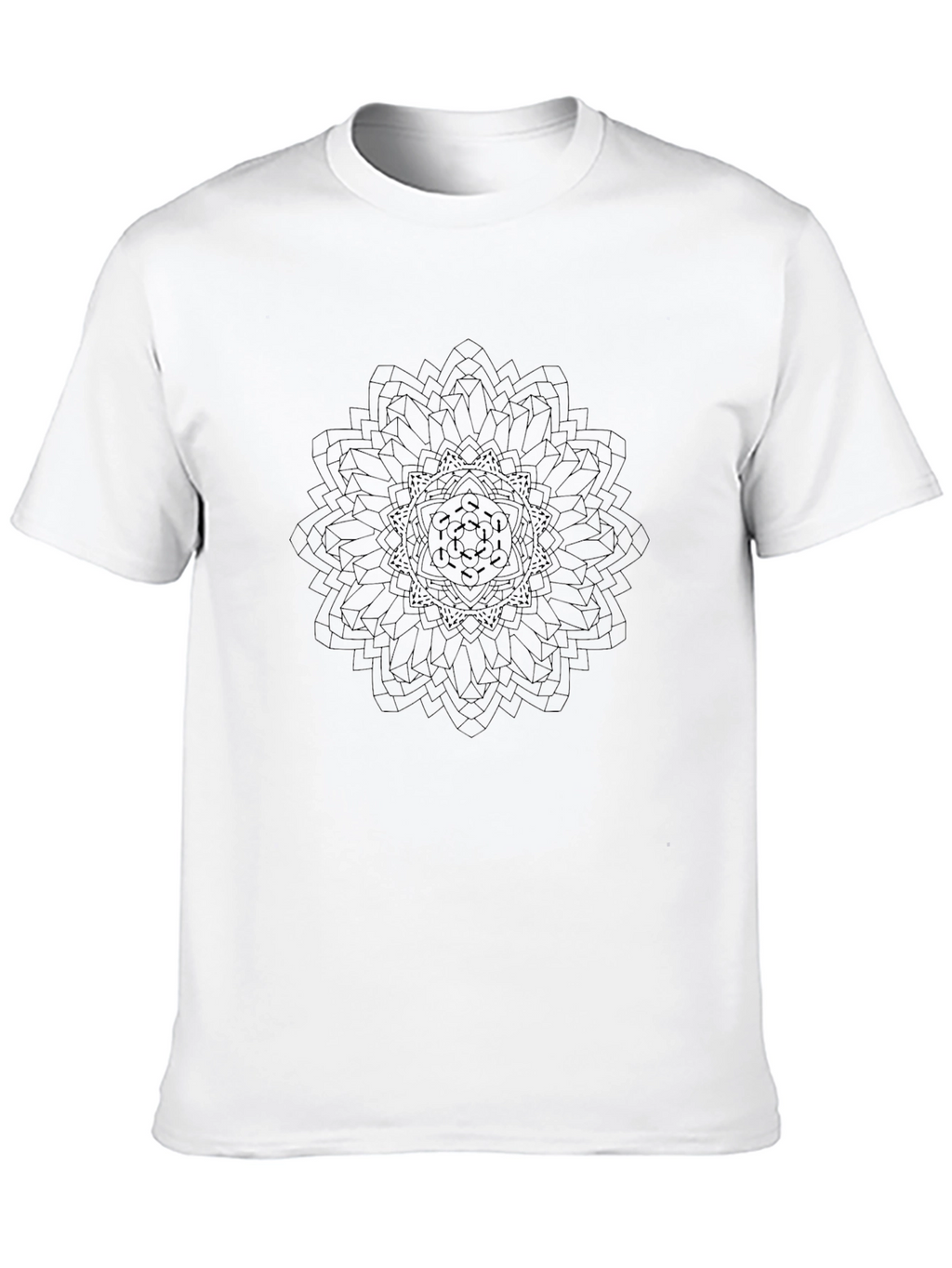 Mens Black T-Shirt with Geometric Mandala Design