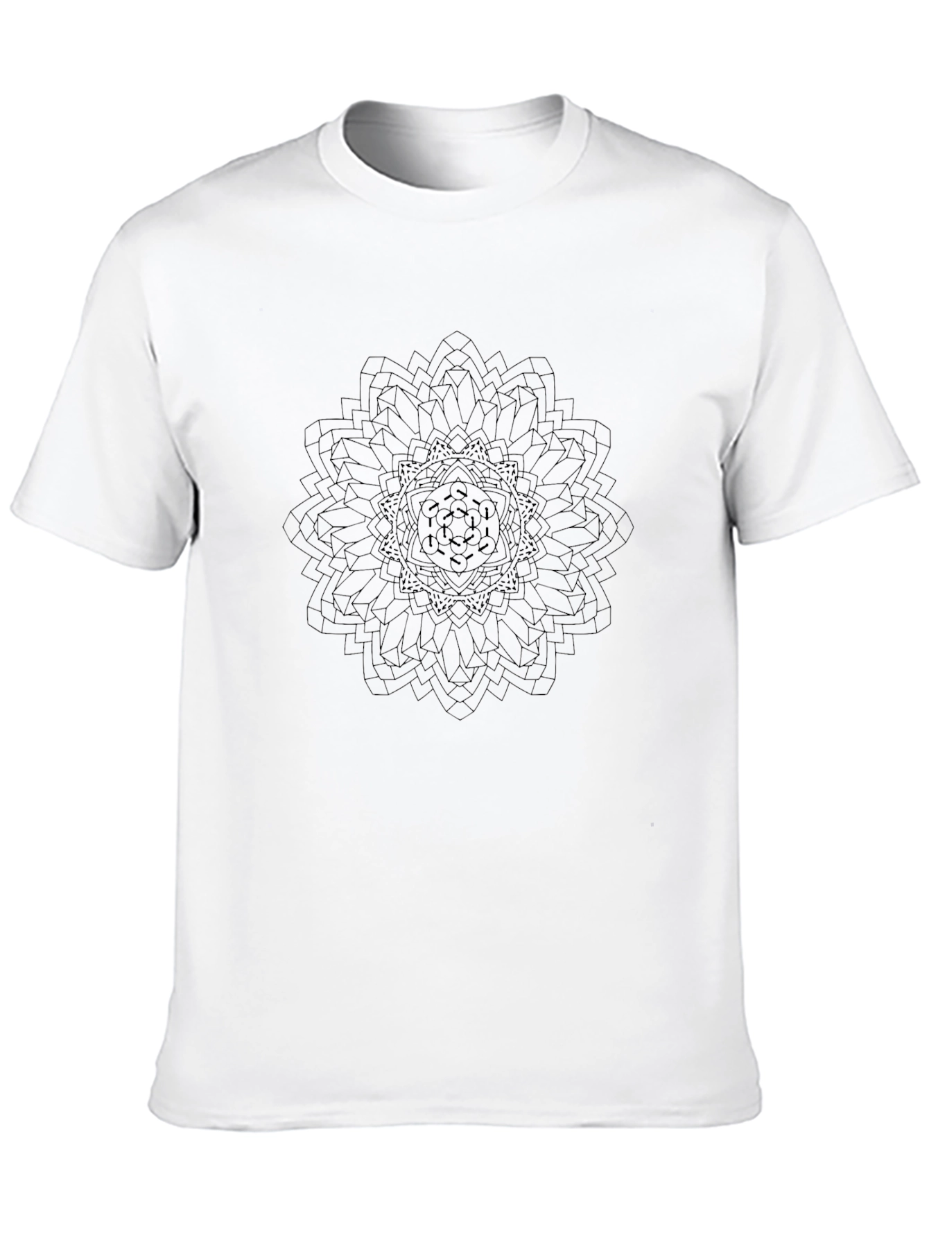 Mens Black T-Shirt with Geometric Mandala Design