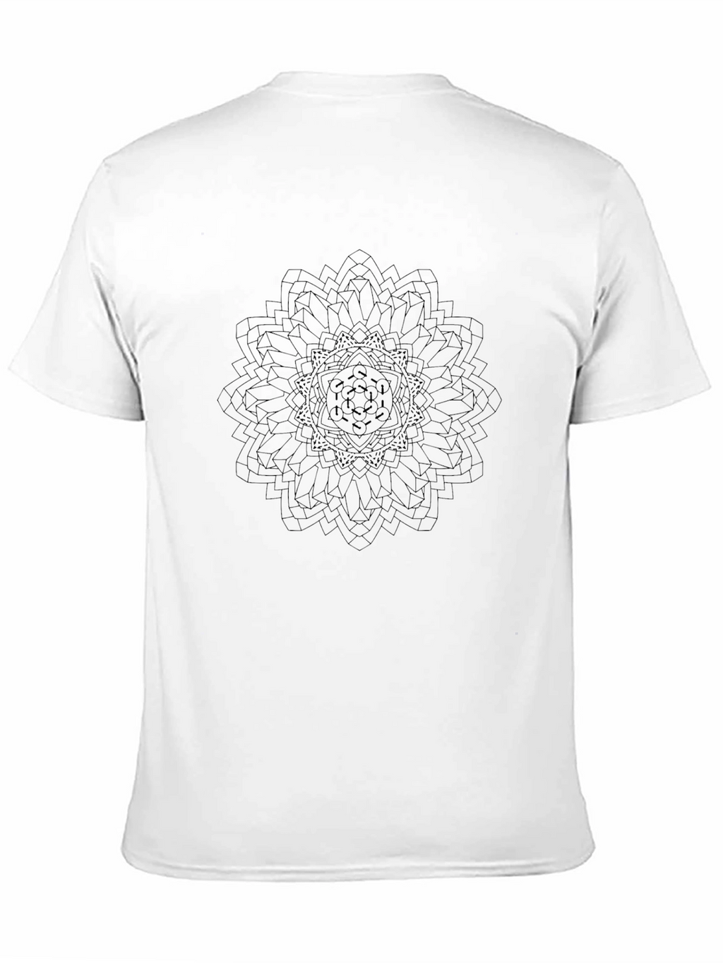 Mens Black T-Shirt with Geometric Mandala Design