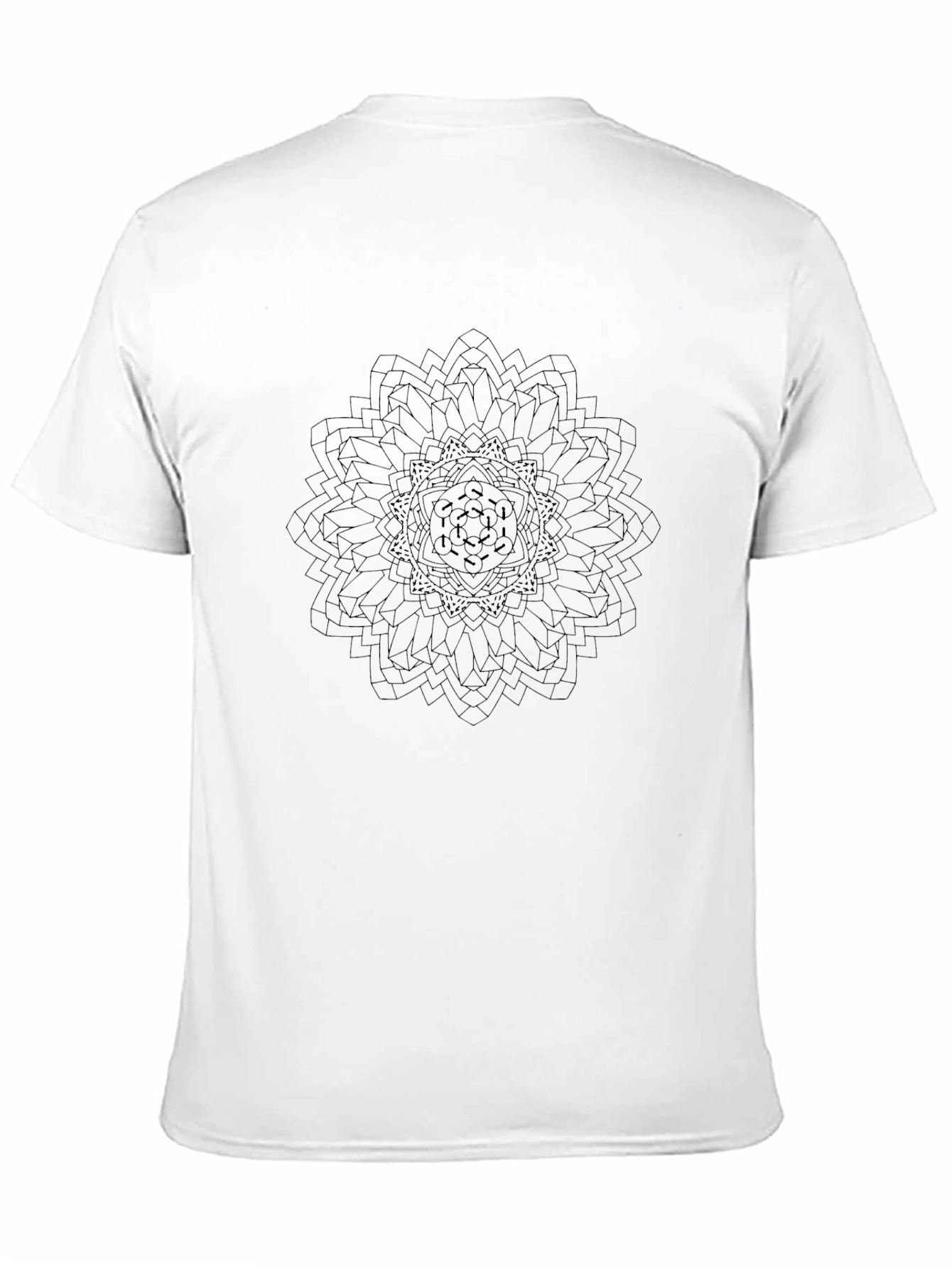 Mens Black T-Shirt with Geometric Mandala Design